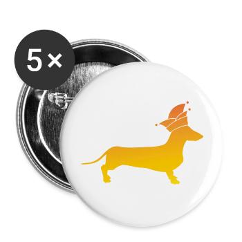 Dackel Alaaf - Buttons groß 56 mm (5er Pack) - Weiß - Vorne
