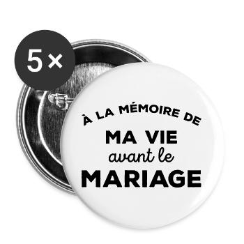 A la mémoire de ma vie avant le Mariage Cadeau - Lot de 5 grands badges (56 mm) - blanc - Devant