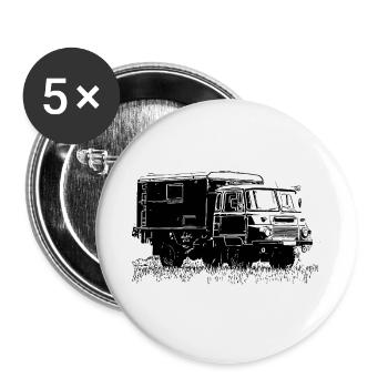 Camion fourgon Robur LO 2002 - Lot de 5 grands badges (56 mm) - blanc - Devant