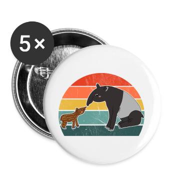 Tapir Family Mother Child Baby Vintage Gift - Buttons large 2.2''/56 mm (5-pack) - white - Front