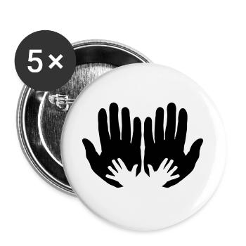 Open parents hands with children's hands - Buttons large 2.2''/56 mm (5-pack) - white - Front