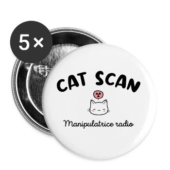 CAT SCAN Manipulatrice radio Chat Radiologie - Lot de 5 grands badges (56 mm) - blanc - Devant