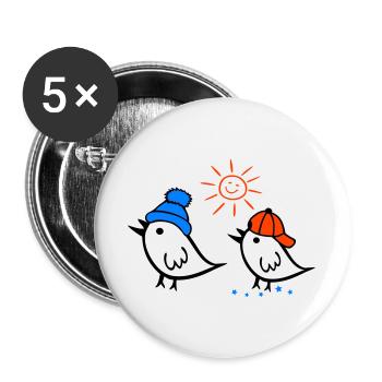 Sparrow, Sun, Spring - Buttons large 2.2''/56 mm (5-pack) - white - Front