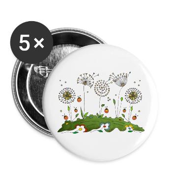 Fleur - Lot de 5 grands badges (56 mm) - blanc - Devant