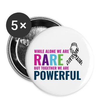 Rare Disease Awareness Day Zebra Ribbon Fighter - Buttons large 2.2''/56 mm (5-pack) - white - Front
