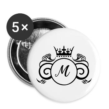 M Wappen - Buttons groß 56 mm (5er Pack) - Weiß - Vorne