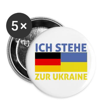 ich stehe zur ukraine -drapeau deutschland mit ukr - Buttons groß 56 mm (5er Pack) - Weiß - Vorne