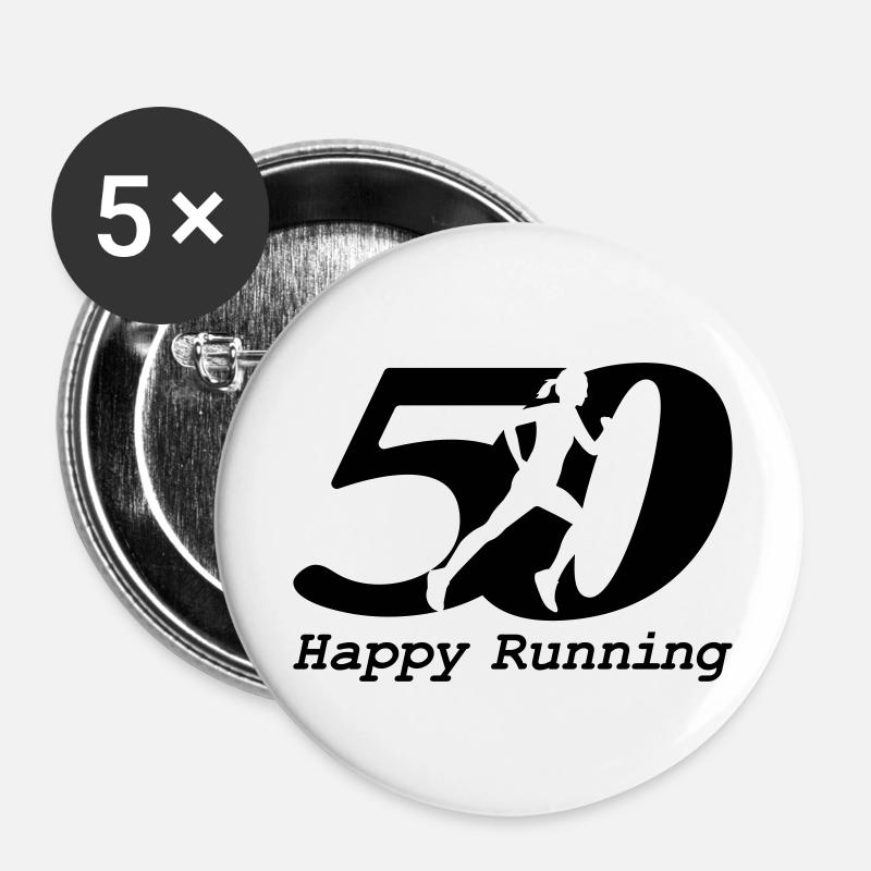 50th birthday of a runner - Buttons large 2.2''/56 mm (5-pack) - white