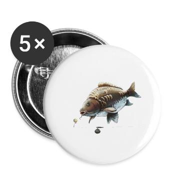 Carp Fishing Ronnie Rig Mirror Carp Design - Buttons large 2.2''/56 mm (5-pack) - white - Front