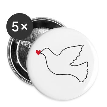 Dove of Peace Peace Freedom - Buttons large 2.2''/56 mm (5-pack) - white - Front