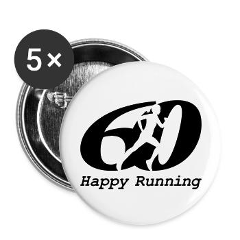 Femme qui court - joyeux anniversaire 60 ! - Lot de 5 grands badges (56 mm) - blanc - Devant