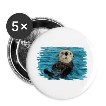 Seeotter - Buttons groß 56 mm (5er Pack) - Weiß - Vorne