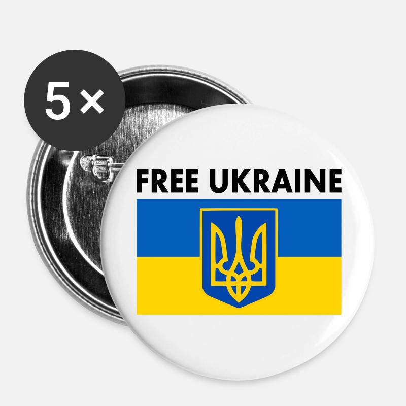 Free ukraine - Buttons large 2.2''/56 mm (5-pack) - white
