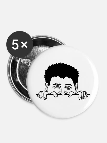 Hinter Mauer Mann - Buttons groß 56 mm (5er Pack) - Weiß