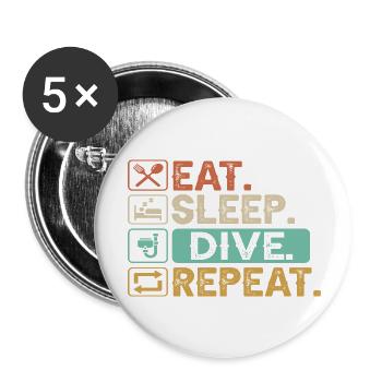 Eat Sleep Dive Repeat - Buttons large 2.2''/56 mm (5-pack) - white - Front