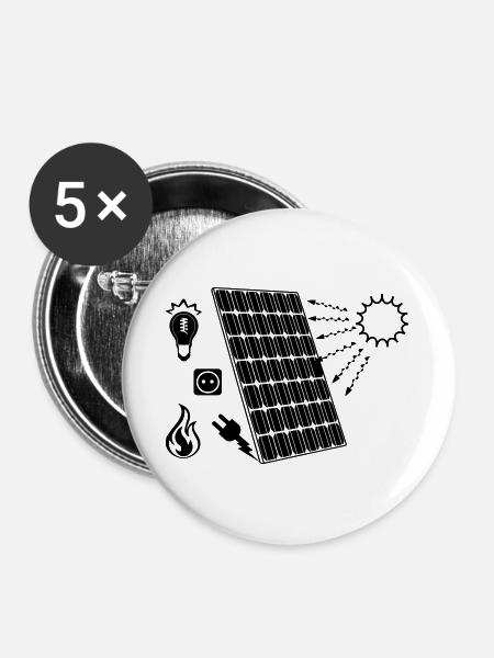 Solarpanel mit Solarenergie - Buttons groß 56 mm (5er Pack) - Weiß