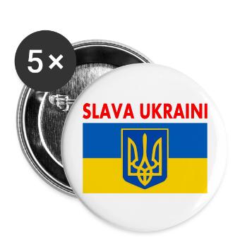 Slava ukraini - Buttons groß 56 mm (5er Pack) - Weiß - Vorne