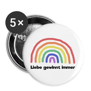 Regenbogen Liebe Statement Freiheit Frieden - Buttons groß 56 mm (5er Pack) - Weiß - Vorne