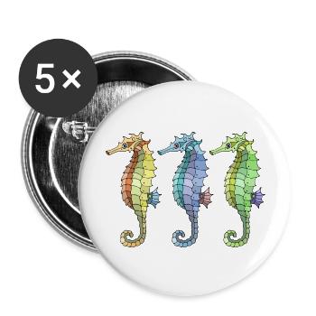 Seahorses - Buttons large 2.2''/56 mm (5-pack) - white - Front