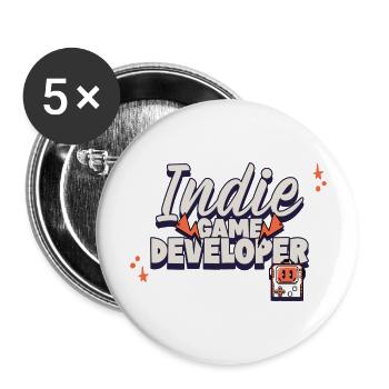 Indie-Spieleentwickler - Buttons groß 56 mm (5er Pack) - Weiß - Vorne