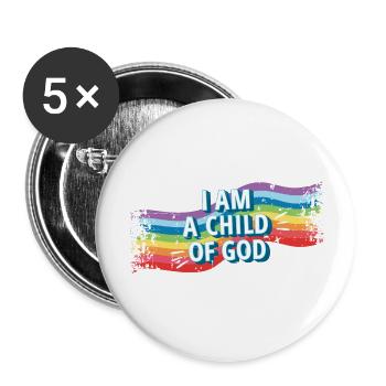 Child of God Rainbow - Buttons large 2.2''/56 mm (5-pack) - white - Front