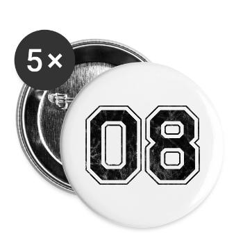 Numéro 08 - Lot de 5 grands badges (56 mm) - blanc - Devant