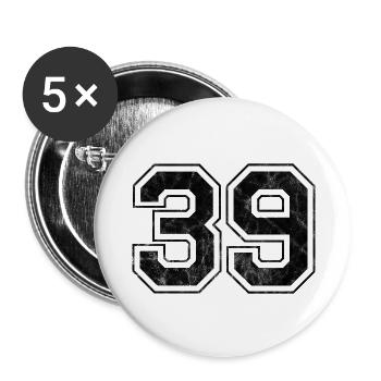 Numéro 39 - Lot de 5 grands badges (56 mm) - blanc - Devant