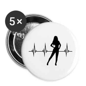 Herzschlag Hot Girl - Buttons groß 56 mm (5er Pack) - Weiß - Vorne