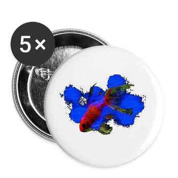 wassertiere, schleierschwanz Goldfisch - Buttons groß 56 mm (5er Pack) - Weiß - Vorne