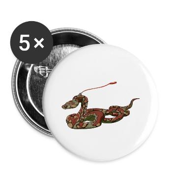 Boa constrictor on a leash in comic style - Buttons large 2.2''/56 mm (5-pack) - white - Front
