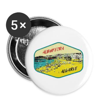 Albufeira Algarve Portugal, beach summer retro sun - Buttons large 2.2''/56 mm (5-pack) - white - Front