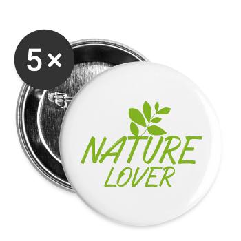 Nature Lover - Lot de 5 grands badges (56 mm) - blanc - Devant
