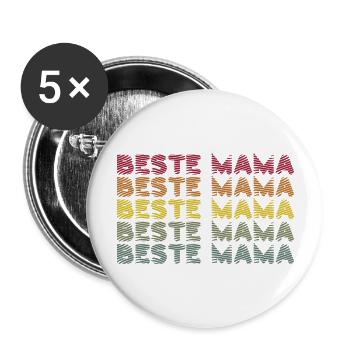 Beste Mama - Buttons groß 56 mm (5er Pack) - Weiß - Vorne