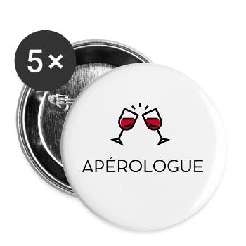 Apérologue - Lot de 5 grands badges (56 mm) - blanc - Devant
