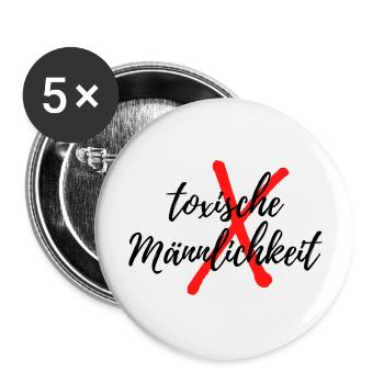 Gegen toxische Männlichkeit - Buttons groß 56 mm (5er Pack) - Weiß - Vorne