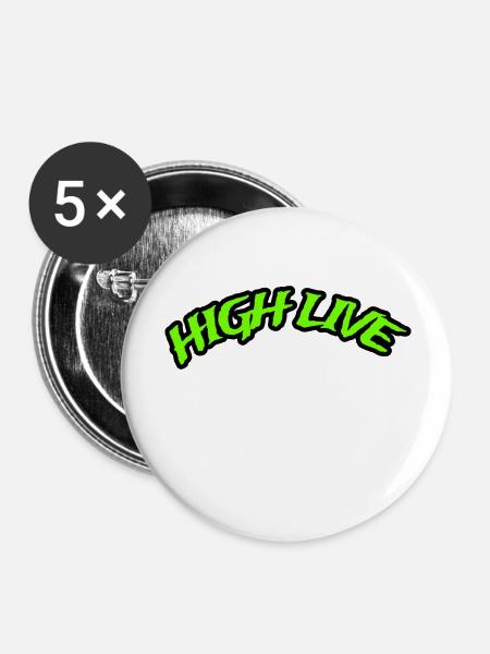 HIGH LIVE - Buttons groß 56 mm (5er Pack) - Weiß