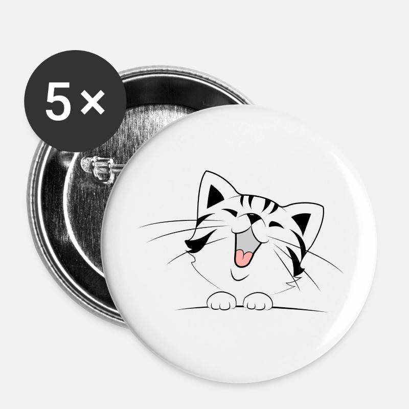 Cute cat - Buttons large 2.2''/56 mm (5-pack) - white