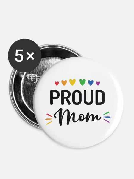 Stolze Mama - Buttons groß 56 mm (5er Pack) - Weiß