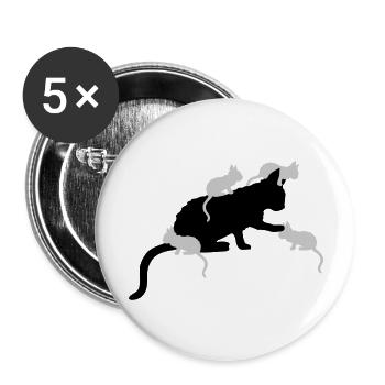 Many Kitten Mama Cat - Buttons large 2.2''/56 mm (5-pack) - white - Front