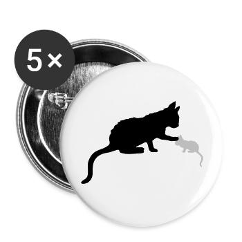 Mom Cat Touches Kitten - Buttons large 2.2''/56 mm (5-pack) - white - Front