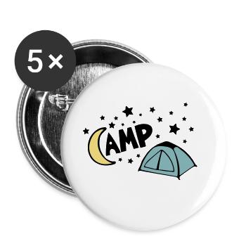 NACHTLAGER LAGER NACHT CAMPING STERNE ZELT MOTIV - Buttons groß 56 mm (5er Pack) - Weiß - Vorne