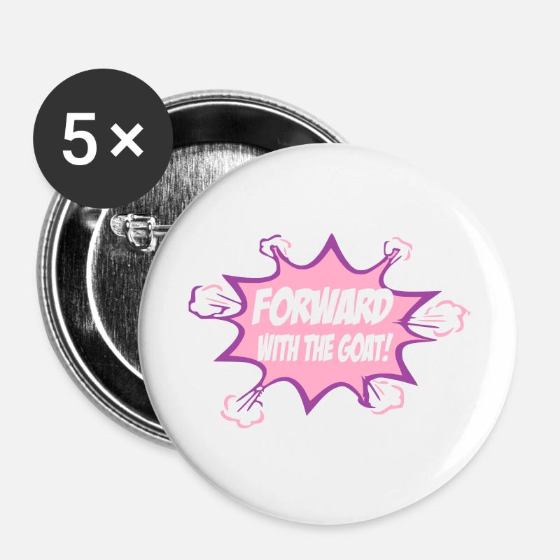 Forward with the goat - Buttons large 2.2''/56 mm (5-pack) - white