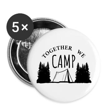 Together we camp - Zelten Bäume Wald Berge - Buttons groß 56 mm (5er Pack) - Weiß - Vorne