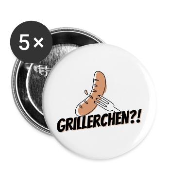 Grillerchen?! - Buttons groß 56 mm (5er Pack) - Weiß - Vorne