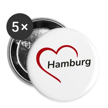 Hamburg with heart - My city - I Love - Buttons large 2.2''/56 mm (5-pack) - white - Front