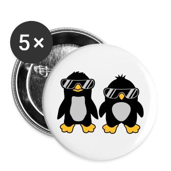 2 Sonnenbrille Pinguin Freunde - Buttons groß 56 mm (5er Pack) - Weiß - Vorne