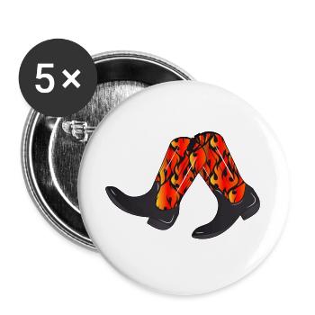 extravagante Westernstiefel mit Flammen Muster - Buttons groß 56 mm (5er Pack) - Weiß - Vorne