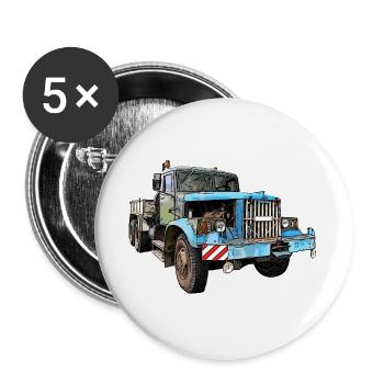Kraz LKW schwere Zugmaschine Oldtimer - Buttons groß 56 mm (5er Pack) - Weiß - Vorne
