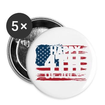 4.July - Independence day - Buttons groß 56 mm (5er Pack) - Weiß - Vorne