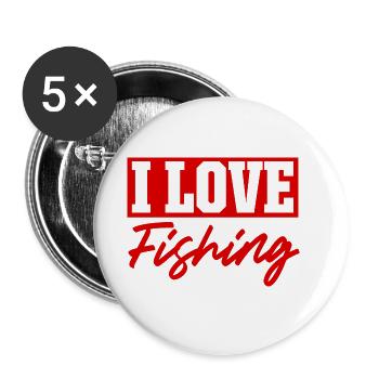 I love fishing - Buttons large 2.2''/56 mm (5-pack) - white - Front